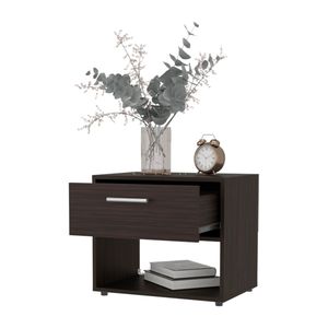 Table de chevet teintée en noyer avec 1 tiroir, meuble élégant et pratique - Product Image 5