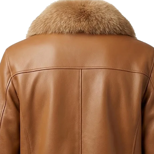Travel Wear Men Shearling Leather <b>Jacket</b> Front Zipper Functional Pockets Regular Fit Customized Shearling Leather <b>Jacket</b> For Men - Product Image 5