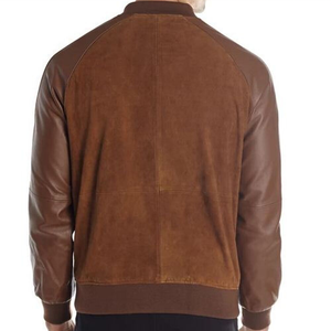 Nouvelle arrivée, veste classique pour homme, en cuir véritable suédé, coupe ajustée, veste bomber, manches en cuir véritable de haute qualité pour homme - Product Image 5