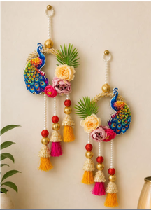 Bohemian Peacock Wall Hanging With Colorful Tassels And Flowers Indoor Decor Living Room Art - Product Image 2