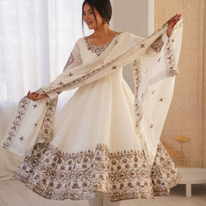 Ramdev Trading - Kurta Tradicional Étnica Moderna de Seda Romana de Secado Rápido y Largo Regular para Mujer, Estilo Indio-Pakistaní, Lista para Usar - Product Image 1