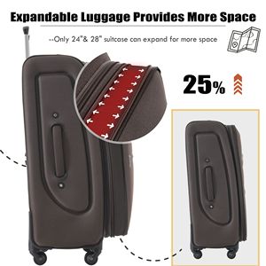 Set di valigie da 3 pezzi espandibile in Softside borsone da viaggio leggero con Spinner in posizione verticale per viaggi - Product Image 6