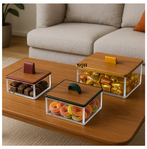 Boîte de Luxe en Bois d'Acacia Arabe avec Couvercle en Acrylique à Motifs Islamiques – Coffret Cadeau Premium pour le Ramadan, Idéal pour Rangement de Dattes, Fruits Secs et Bonbons - Product Image 3