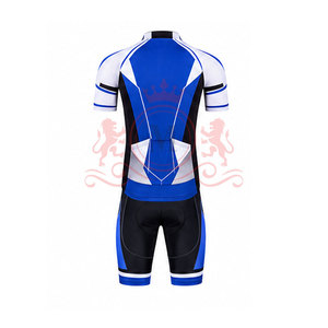 Ensemble maillot et short de cyclisme pour homme, bleu, blanc, noir, manches courtes, fermeture éclair sur le devant, pour adultes - Product Image 2