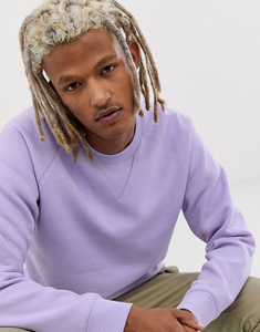 <b>Men's</b> Lavender Crewneck Sweatshirt Regular Fit Knitted Cotton Solid Color Casual O-Neck <b>Pullover</b> Autumn Wear - Product Image 2