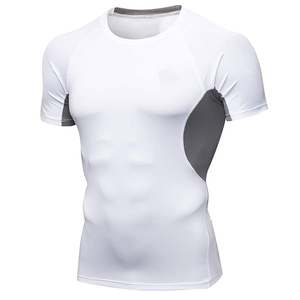 Custom Colors Men's <b>White</b> Short Sleeve O-Neck Quick Dry <b>Slim</b> <b>Fit</b> Sport T-<b>Shirt</b> Knitted Polyester Solid Color Athletic Wear - Product Image 2