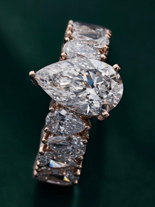 Pear Cut Moissanite Diamond Engagement <b>Ring</b> Iced Out <b>Eternity</b> Design Pave Setting 925 Sterling <b>Silver</b> Hip Hop Gift <b>Ring</b> - Product Image 4
