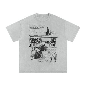 T-shirts d'été surdimensionnés pour hommes, personnalisés, délavés à l'acide, finition délavée aux minéraux, 100% coton peigné, imprimés en sérigraphie - Product Image 5