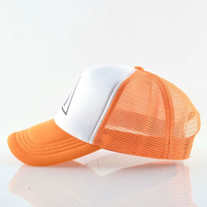 Casquette Snapback Unisexe 6 Panneaux Blanche Orange avec Logo Géométrique en Maille – Chapeau Décontracté Ajustable pour Adultes, Idéal Printemps-Été et Activités de Plein Air - Product Image 2