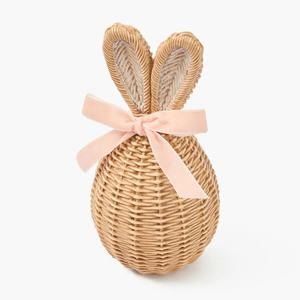 Jolie jouet décoratif en rotin tressé à la main en forme d'oreilles de lapin, cadeau de Pâques, en osier naturel fait main, écologique, pour décoration de chambre d'enfant, table, événement - Product Image 5