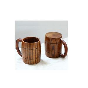 Chope à bière en bois au design loup, finition rustique polie, style Viking, grande tasse à café, rétro, pour bière, ustensile de bar, pour cadeau ou décoration intérieure - Product Image 2