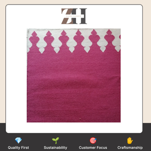 Hand Woven Pink White Geometric Flatweave Wool <b>Rug</b> Modern Handmade Area Carpet for Living Room Bedroom Hotel Home Decor - Product Image 6