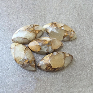 Cabochon en Caclite de Cuivre Naturel, Forme Marquise, Dos Plat, Pierre Calibrée pour Bijoux - Product Image 1