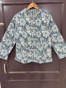 <b>Quilted</b> <b>Jacket</b> Women's Cotton Mandarin Collar Full Sleeve Floral <b>Pattern</b> Autumn Winter Regular Length Waterproof Button Closure - Product Image 5
