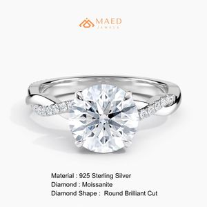 Women's Silver Prong Set Round Cut Moissanite Solitaire Engagement Wedding <b>Ring</b> Luxury Bridal Jewelry Gift From Gujarat - Product Image 6