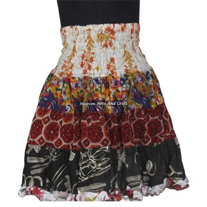 New Designer And Stylish Sari Cotton Mini Patch Work <b>Skirt</b> Boho Style Women Cotton Patch Work 20 Inch Boho Stylish Multi Color - Product Image 3