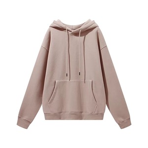 Sweat-shirt en molleton de coton rose uni pour femme, coupe oversize, manches longues, capuche et poche kangourou, idéal pour les tenues décontractées - Product Image 4