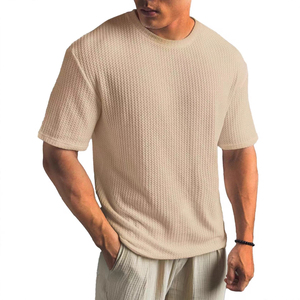 Camiseta de Diseño Personalizado para Hombre, con Patrón Sólido, Ecológica, de Secado Rápido, Transpirable, Corte Regular, Tejido de Felpa de Algodón Grueso - Product Image 1