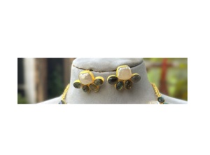 Conjunto de Collar y Pendientes de Perlas de Latón Chapado en Oro con Diseño Geométrico para Mujer, Joyería de Moda para Boda, Compromiso y Fiesta, Engaste de Bisel - Product Image 2