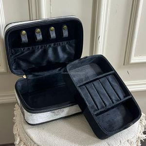 Nuevo organizador de joyas portátil para mujer, de cuero genuino, hecho a mano, con cierre de cremallera y diseño floral de estilo occidental. - Product Image 6