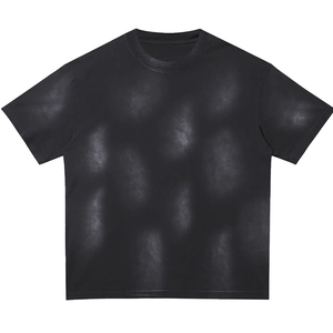 Camiseta Negra de Alta Calidad, Oversize, Algodón Grueso de 280 g/m², Estilo Vintage Desgastado por el Sol, Camisetas para Hombre - Product Image 4