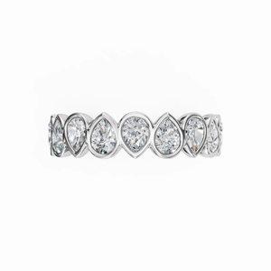 Bague d'éternité minimaliste sertie de diamants, bague de mariage en diamant de laboratoire en forme de poire, bague empilable délicate, bague d'anniversaire en or 14 carats - Product Image 1