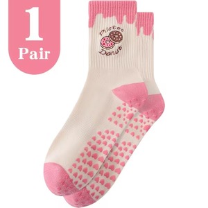<b>Custom</b> Yoga Pilates <b>Socks</b> Women Non-Slip Crew Length Cotton Blend Anti-Slip <b>Grip</b> <b>Socks</b> With Donut Print For Sports - Product Image 3