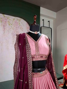 Direct Factory Supply Elegant Handwoven Silk Lehenga Choli Set with Zari Embroidery and Dupatta Available for Sale - Product Image 6