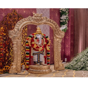 Décoration Divine Ganesha pour Fêtes de Pendaison de Crémaillère, Décoration de Scène pour Cérémonies Hindoues Traditionnelles, Décoration de Mariage Style Temple, Meilleures Ventes USA - Product Image 1