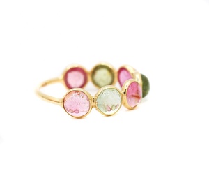 Bague de fiançailles et de mariage classique pour femme en or rose 14 carats avec pierre précieuse de tourmaline géométrique, faite à la main, pour la vente en gros - Product Image 2