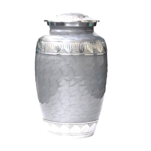 Urnes funéraires en aluminium pour adultes avec gravure, finition en étain et émail gris, fournitures funéraires en métal pour cendres humaines - Product Image 1
