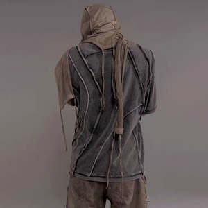 T-shirts graphiques streetwear épais et déchirés, en coton personnalisé, effet vintage délavé à l'acide, coupe courte pour homme, t-shirts graphiques de haute qualité - Product Image 3