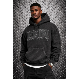 Sudadera con Capucha Personalizada, Lavada al Ácido, Estilo Desgastado, Corte Regular, Tejido Grueso, 100% Algodón, Transpirable, Estilo Hip Hop Urbano para Otoño - Product Image 3