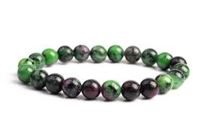 Pulsera redonda de piedras preciosas de rubí zoisita natural auténtica, color verde y negro, para hacer joyas, regalo hecho a mano - Product Image 6