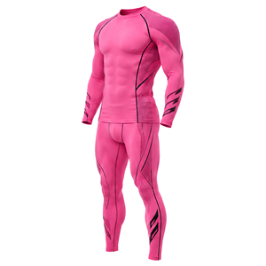 Ensemble de survêtement de compression personnalisé pour homme, séchage rapide, extensible, haut d'entraînement à manches longues et collants pour la gym, le fitness, la course à pied, vente en gros - Product Image 4