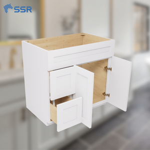 ตู้วางอ่างล้างหน้าแบบติดผนังไม้จริงรุ่นคลาสสิค RTA รุ่น VSD36L/R บานคู่ ลิ้นชักคู่ ปิดแบบนุ่มนวล - Product Image 1