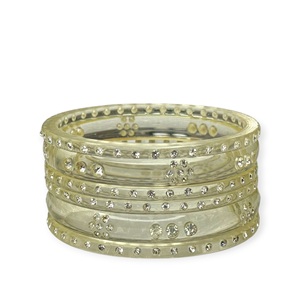 Premium <b>Clear</b> Acrylic Bangles Set with Crystal Stone Detailing Stylish Lightweight Daily Wear Jewellery Wholesale Price - Product Image 2