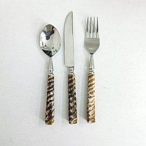 Juego de cubiertos con mango de resina antigua de acero inoxidable sostenible de diseño de lujo de la más alta calidad al mejor precio - Product Image 1