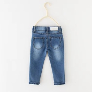Jean en denim pour filles, avec nœuds en élasthanne, fermeture boutonnée, coupe droite, longueur intégrale, délavé, léger, décontracté, durable, délavé à la pierre, taille mi-haute - Product Image 2