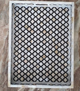 ถาดเสิร์ฟทรงสี่เหลี่ยมผืนผ้า งานฝีมือประณีต ตกแต่งด้วยลายกระดูก ขัดเงาอย่างดี สำหรับใช้ในโรงแรม ร้านอาหาร และครัว ยี่ห้อ AMGE - Product Image 1