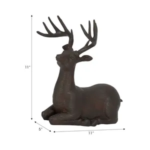 Escultura de Ciervo de Resina Hecha a Mano, 11x5x11 Pulgadas, Figura de Animal Rústica para Decoración de Mesa de Salón - Product Image 1