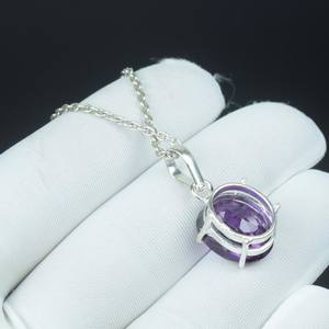 Magnifique pendentif en tanzanite bicolore de coupe ovale, collier unique en argent sterling 925, cadeau - Product Image 4