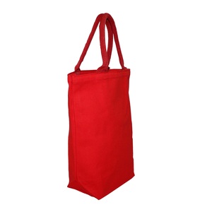 Heavy Duty Dyed Red Color Padded Rope Handle 20 OZ Natural Cotton <b>Canvas</b> Bag for Shopping Promotion - Product Image 2