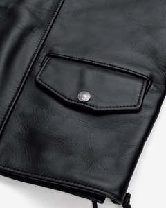 Men's <b>Black</b> Fashion Leather <b>Vest</b> Moto Biker Style Collarless Button Closure Regular Fit Autumn Wear Trend - Product Image 4