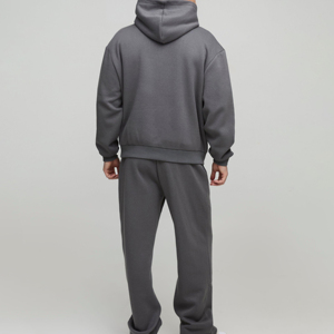 Survêtements pour hommes de haute qualité avec logo personnalisé, sweat-shirt à capuche et pantalon en molleton, jogging uni, ensemble deux pièces pour hommes - Product Image 3