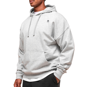 Sweat-shirt à capuche gris clair surdimensionné pour homme, en molleton épais, coupe décontractée, style streetwear - Product Image 3