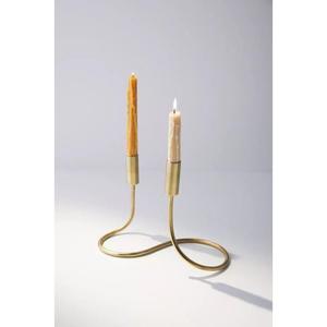 Porte-bougie en métal contemporain avec finition dorée polie, parfait pour la cheminée, la table et la décoration de bureau - Product Image 2