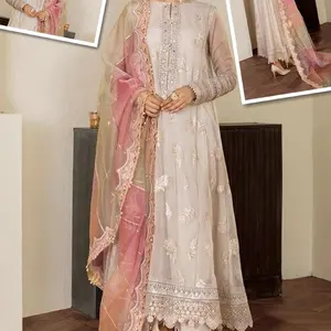 Vestido de casamento paquistanês, chiffon bordado coleção vestido de festa mais recente estilo 2021