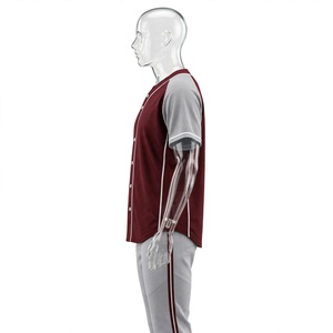 Ensemble uniforme de baseball pour homme, gris bordeaux avec bordure blanche, respirant, 100 % polyester, imprimé numérique, maillot et pantalon de sport pour adulte - Product Image 3