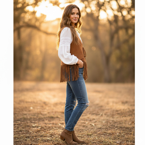 Nuevo Chaleco de Invierno para Mujer, Talla Grande, Estilo Vaquero Vintage, de Lona, con Flecos, Impermeable, Cortavientos, Ropa Exterior Formal - Product Image 2